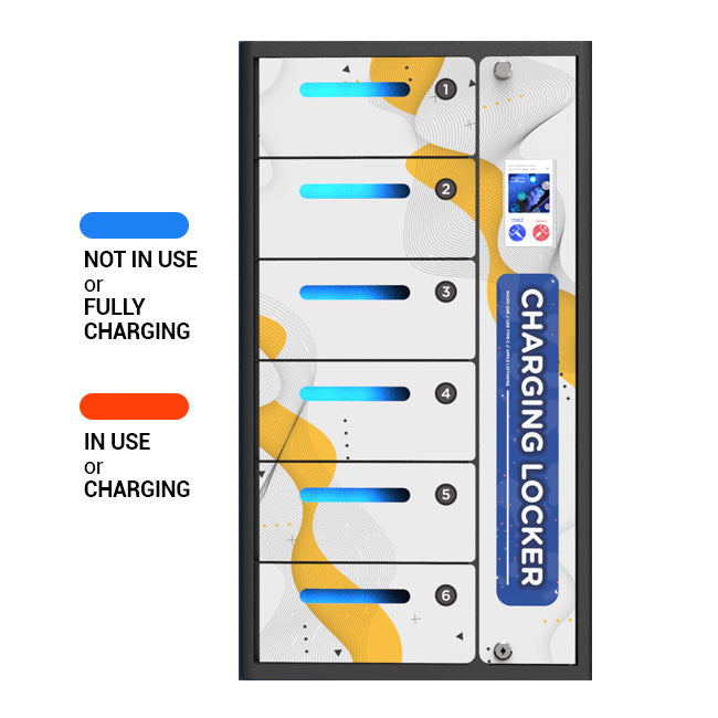 Colors indicate use and availability of bays within the ZEN Outdoor Charging Locker by Pagertec