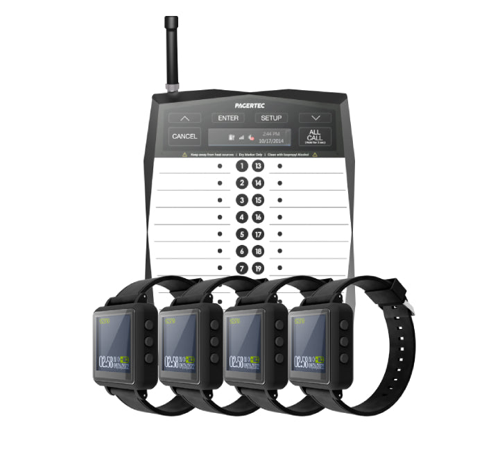 Wear & Go Watch Paging System with Server Transmitter - Pagertec