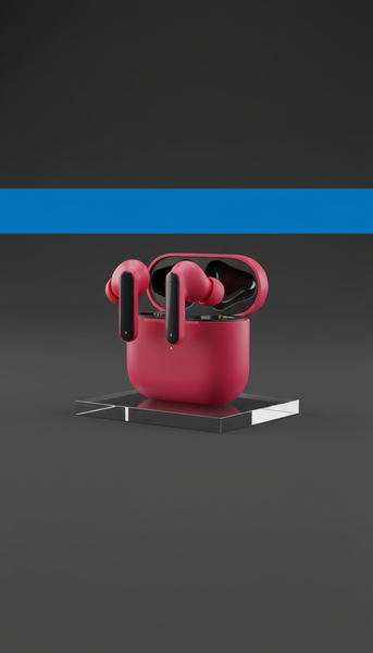 Metro Magenta Edition Earbuds on Acrylic Stand