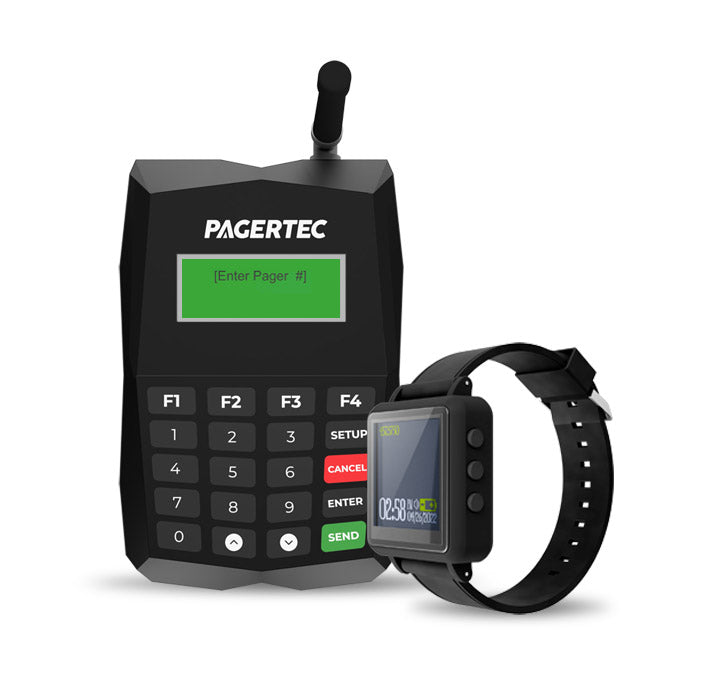 Wear & Go Watch Paging System with CUBE Transmitter - Pagertec