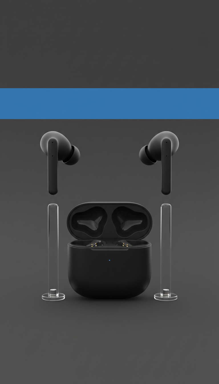 Matte Black Wireless Earbuds with Compact Case