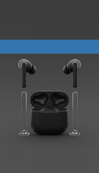 Matte Black Wireless Earbuds with Compact Case